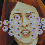 Margot Bird "Eyeball Painting #39" $150, acrylic on wood 12x9